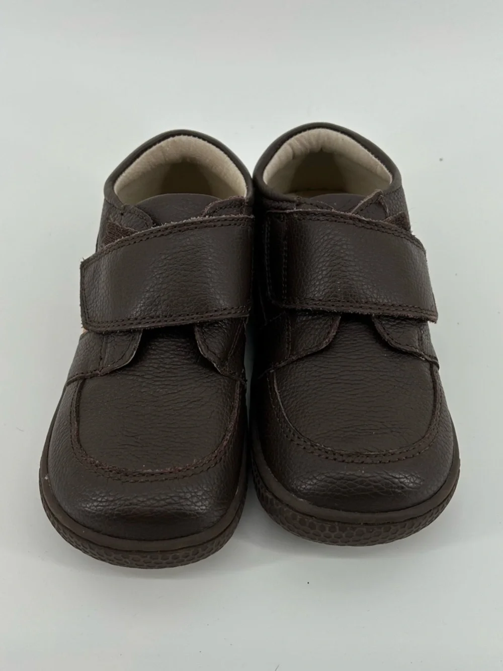 Livie & Luca Brown Leather Hook-and-Loop Kids Dress Shoes